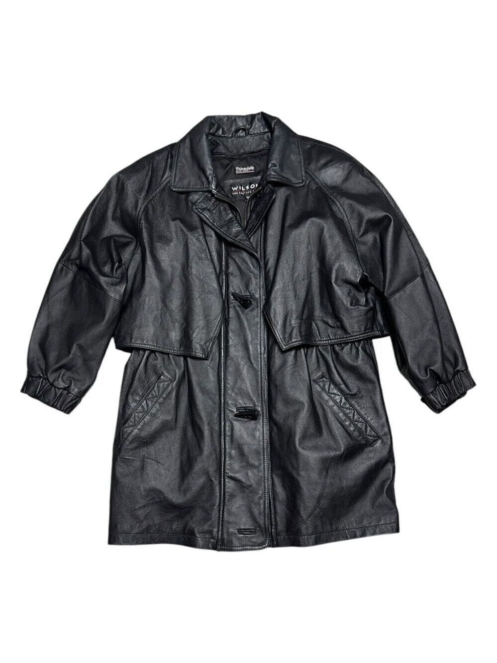 WILSONS LEATHER Luxury Designer Retro Lined Genuine LEATHER Coat Jacket Large